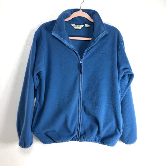 Orvis Mens Blue Full Zip Fleece Jacket with Pockets Size Small - Picture 1 of 8